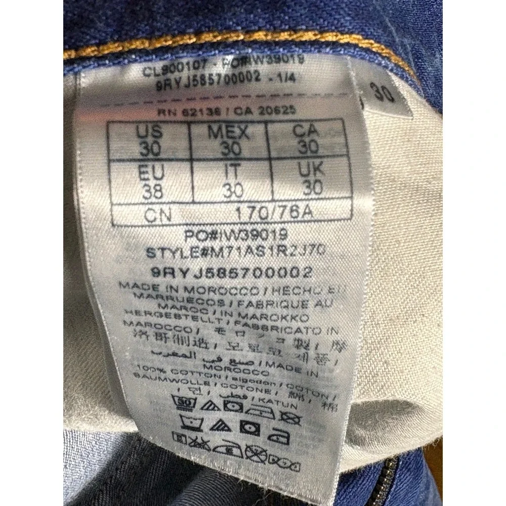 Guess Los Angeles Mens Slim Straight Distressed Blue Jeans Size 30 M71AS1R2J70‎